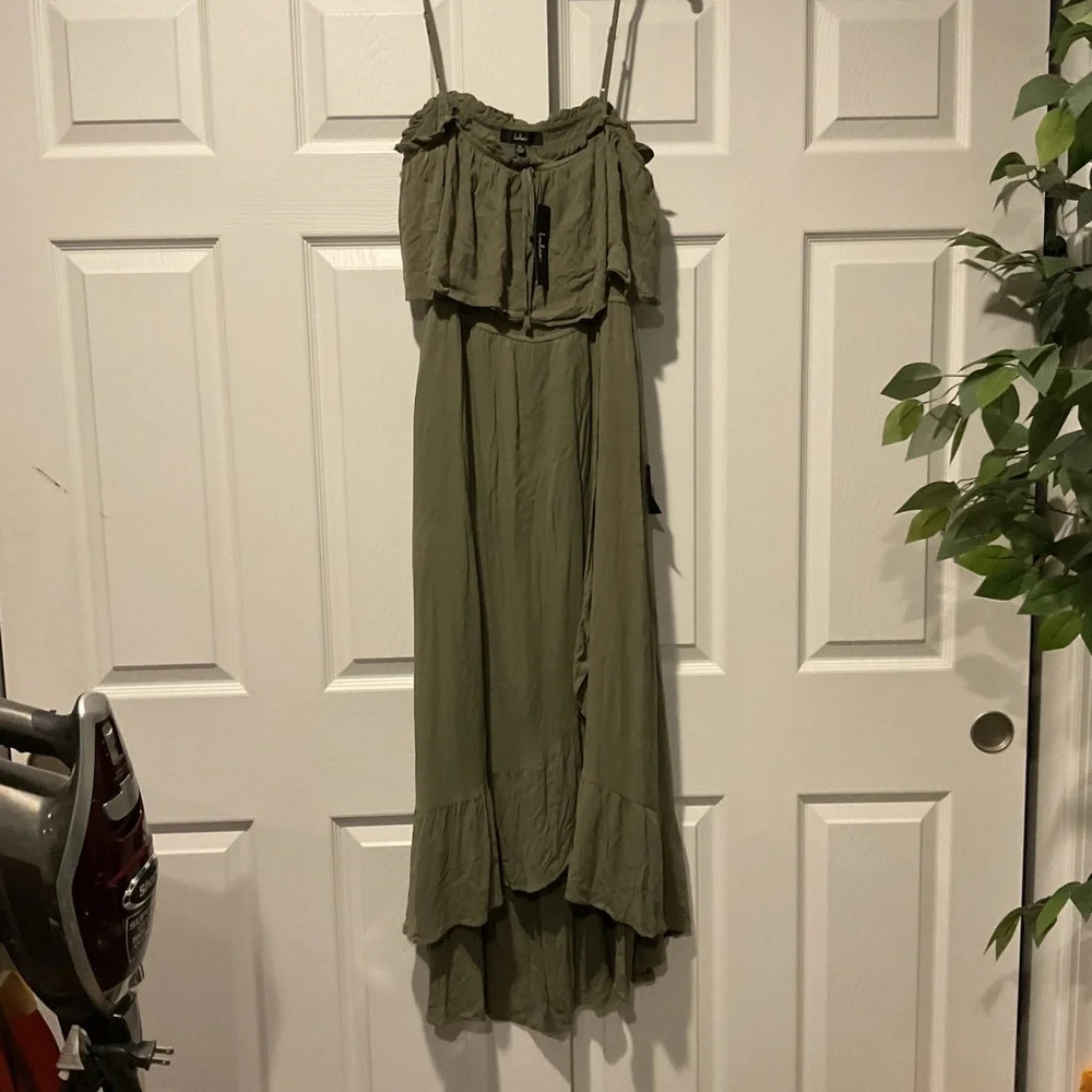 NWT Lulu’s Green Ruffle Long Summer Maxi Dress Vacation Party Gift sz XL